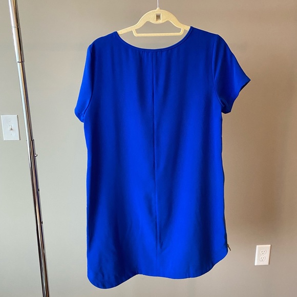 Royal Blue Short Sleeve Side Zipper Dress - Picture 5 of 5